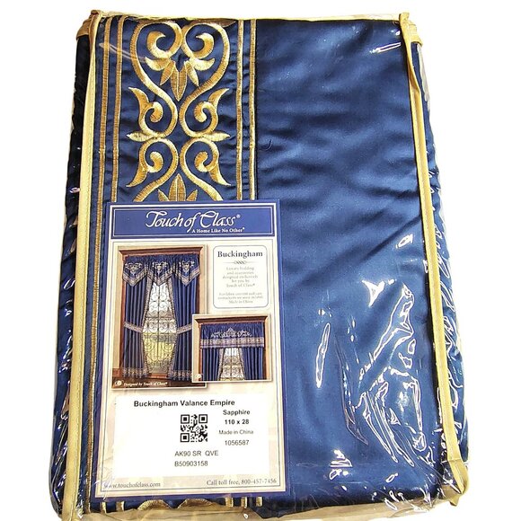 Buckingham Valance Empire Sapphire 110 X 28" Embroidered Luxury Touch Of Class - Picture 1 of 8